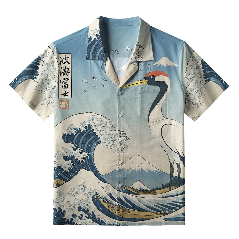 Tokyo-Tiger The Great Wave Off Crane Aloha Hawaiian Shirt