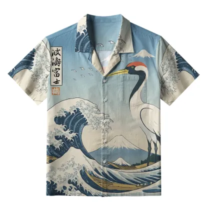 Tokyo-Tiger The Great Wave Off Crane Aloha Hawaiian Shirt