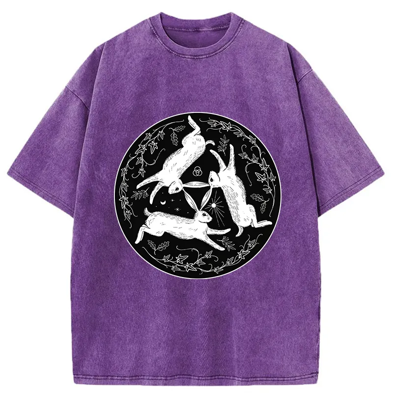 Tokyo-Tiger Three Hares Triple Rabbits Washed T-Shirt