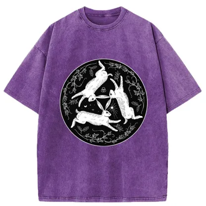 Tokyo-Tiger Three Hares Triple Rabbits Washed T-Shirt