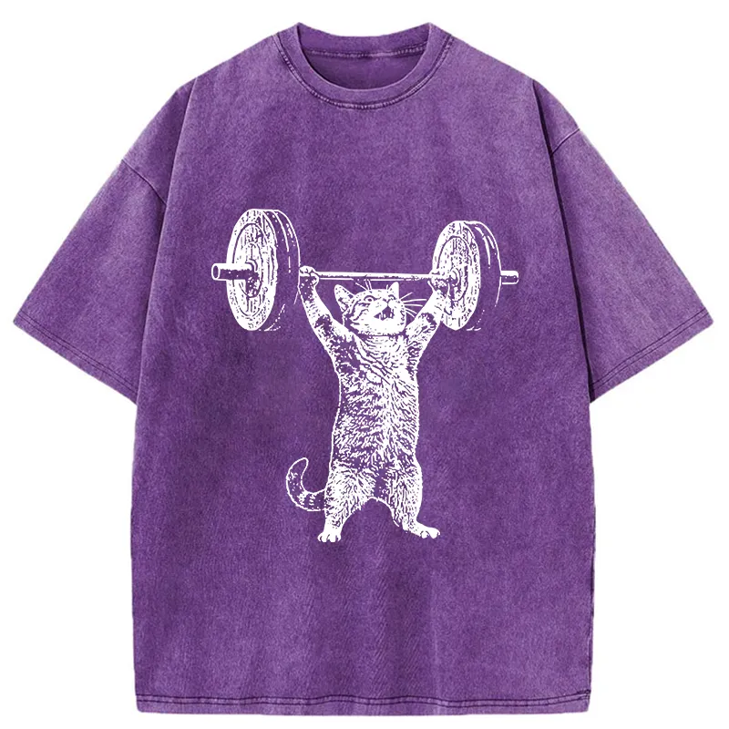Tokyo-Tiger Kitten Workout Gym Funny Washed T-Shirt
