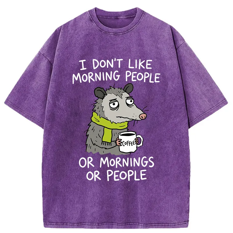 Tokyo-Tiger Opossums Hate Mornings Washed T-Shirt