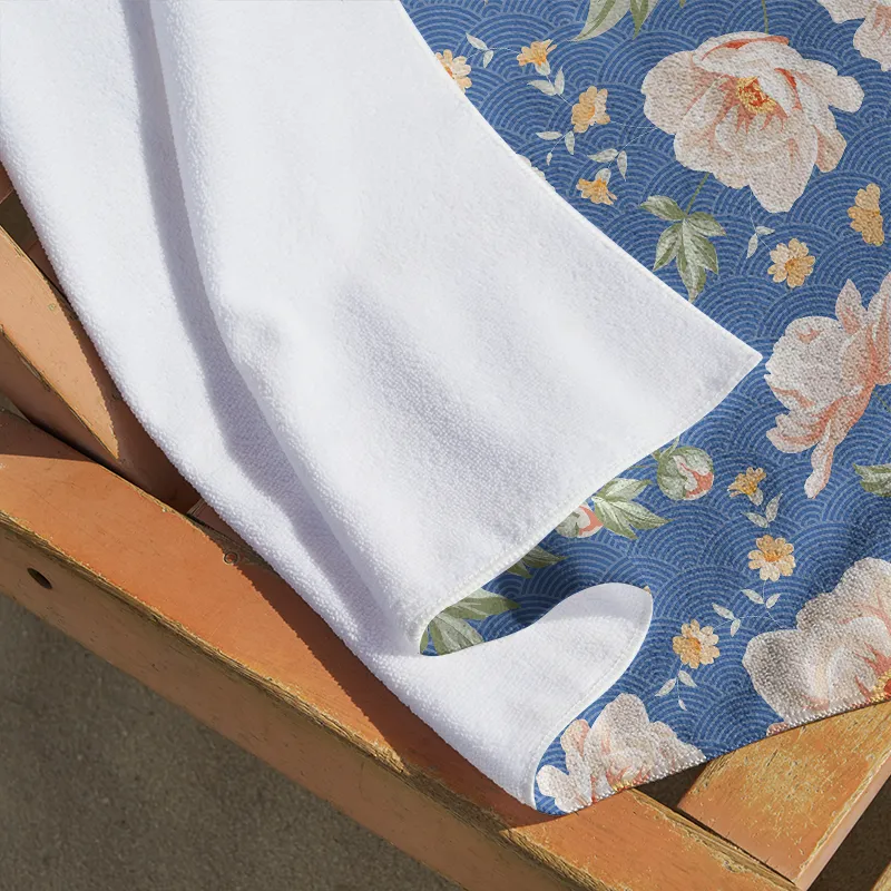 Tokyo-Tiger Flowers In The Waves Beach Towel