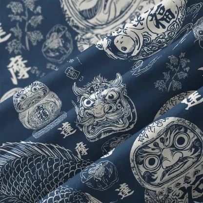 Tokyo-Tiger Daruma And Koi Button-up Shirt