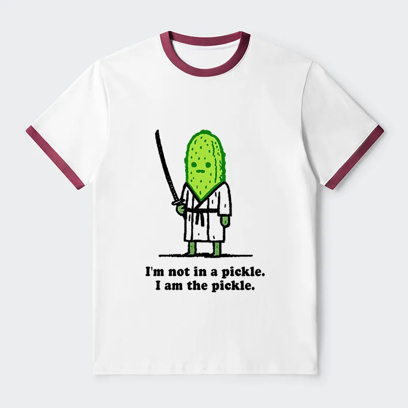 Tokyo-Tiger Funny Cucumber Samurai Contrast Trim T-Shirt