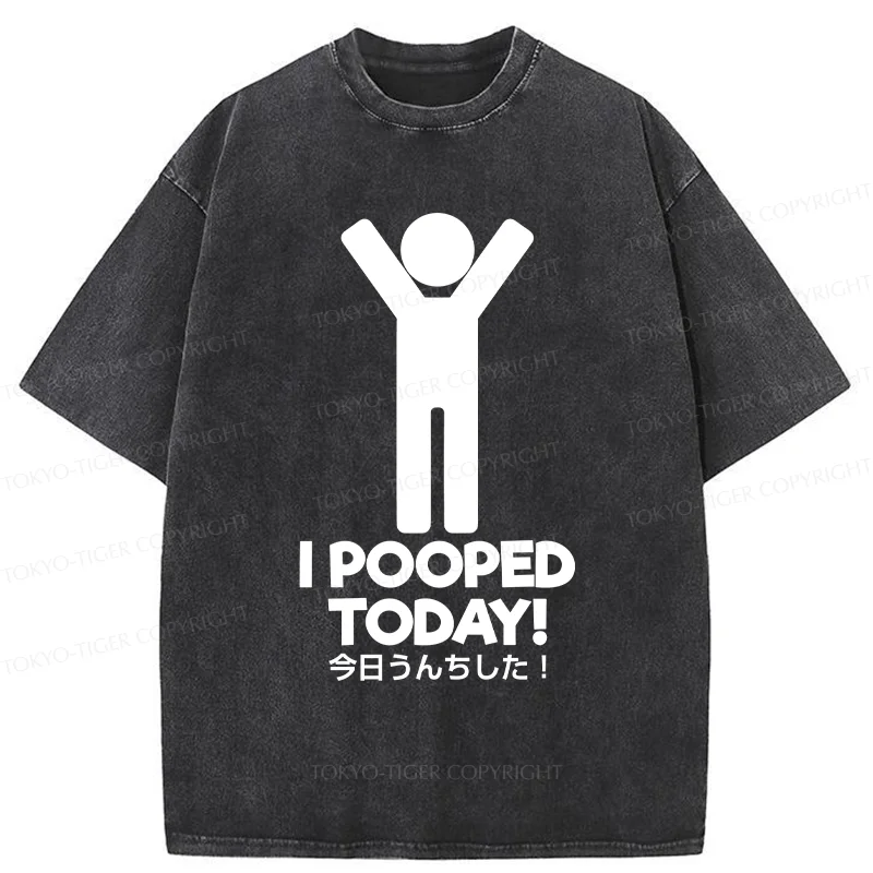 Tokyo-Tiger I Pooped Today Washed T-Shirt