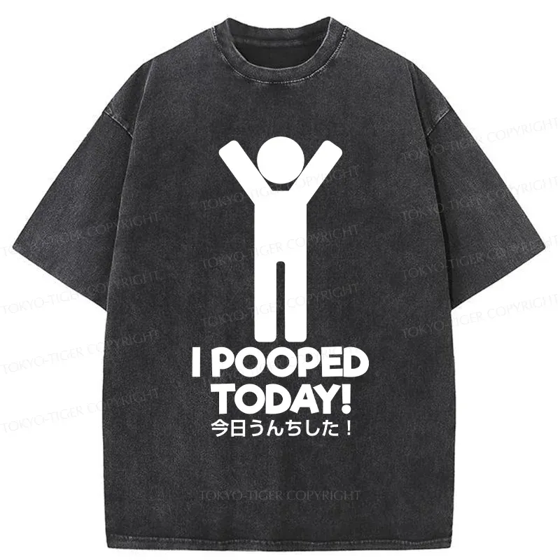Tokyo-Tiger I Pooped Today Washed T-Shirt