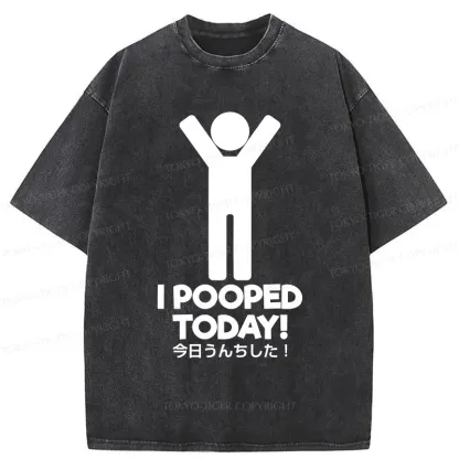 Tokyo-Tiger I Pooped Today Washed T-Shirt