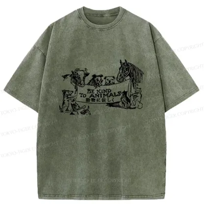 Tokyo-Tiger Be Kind To Animals Washed T-Shirt