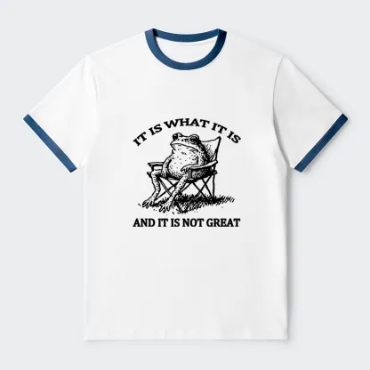 Tokyo-Tiger Resting Frog Funny Contrast Trim T-Shirt