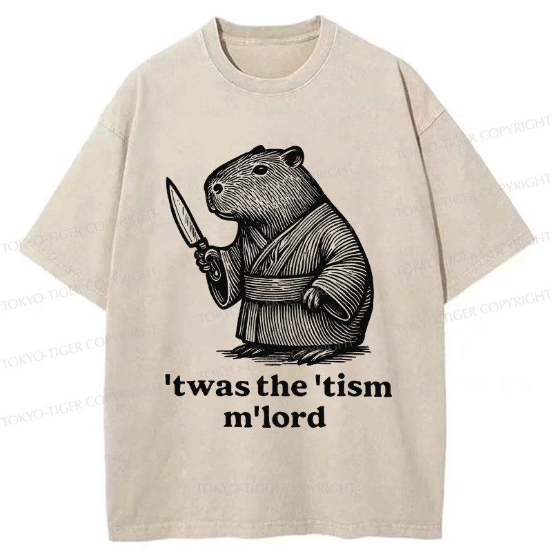 Tokyo-Tiger Focused Capybara Samurai Washed T-Shirt
