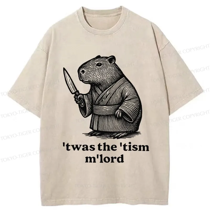 Tokyo-Tiger Focused Capybara Samurai Washed T-Shirt