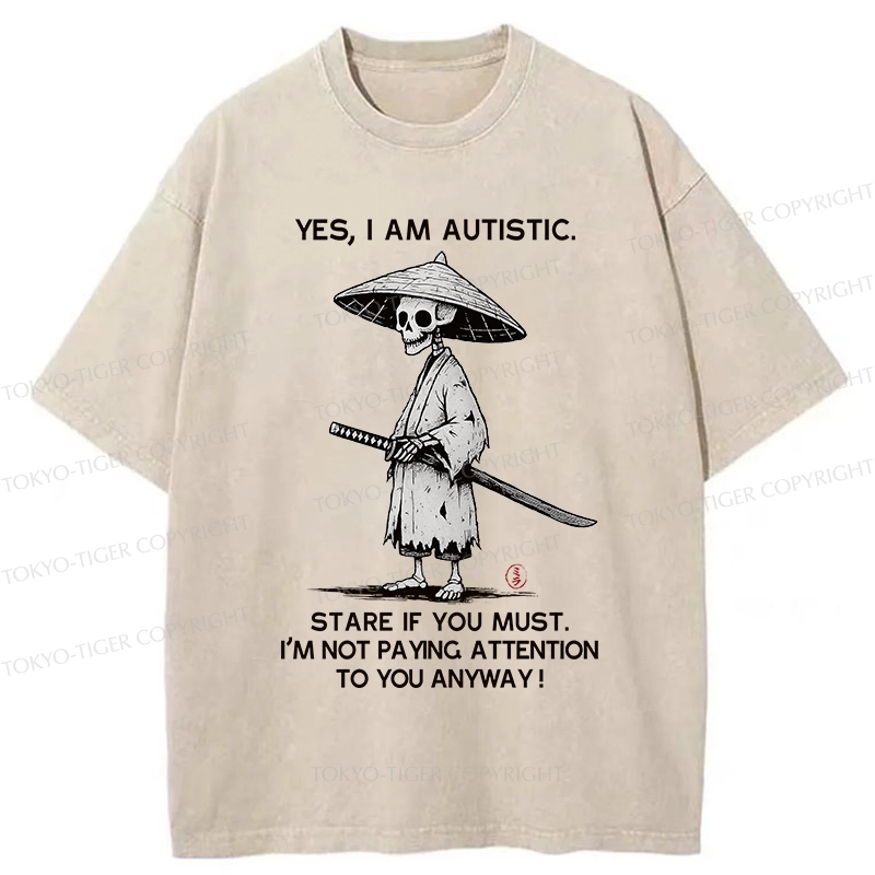 Tokyo-Tiger Samurai Skeleton Has Autistic Washed T-Shirt
