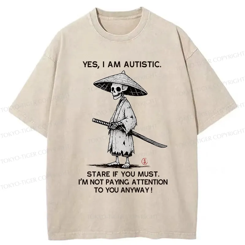 Tokyo-Tiger Samurai Skeleton Has Autistic Washed T-Shirt