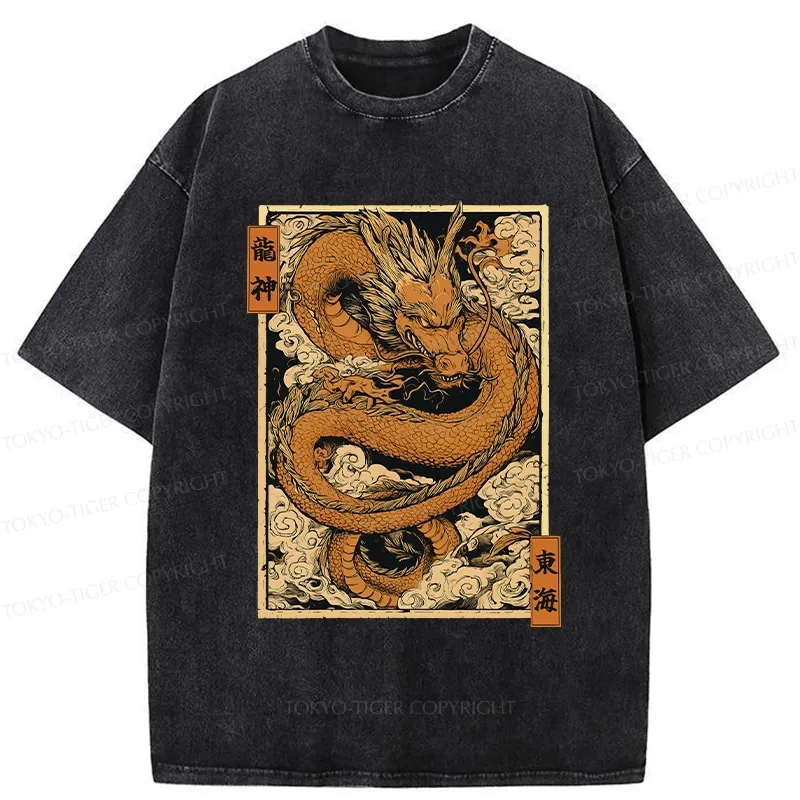 Tokyo-Tiger The Majestic Dragon God Washed T-Shirt