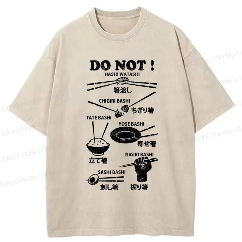 Tokyo-Tiger Chopstick Etiquette: What Not To Do Washed T-Shirt