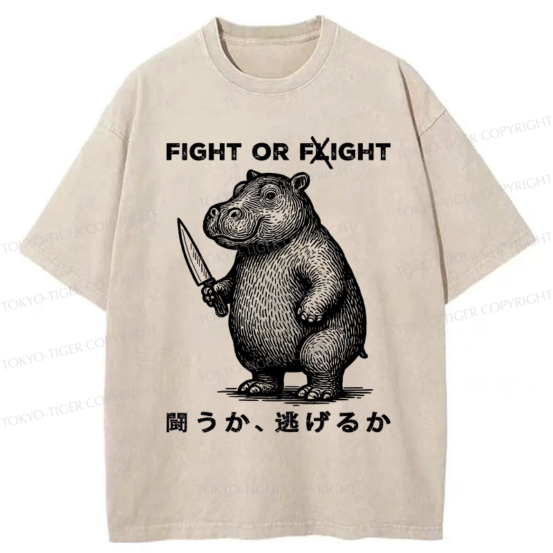 Tokyo-Tiger Fight Or Flight Moo Deng Washed T-Shirt