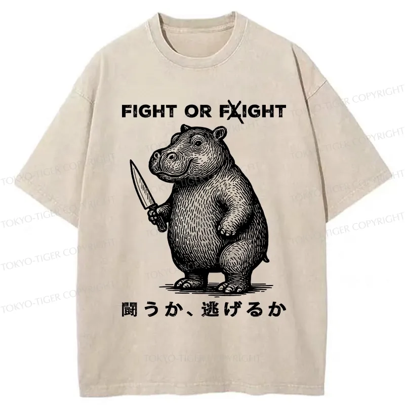 Tokyo-Tiger Fight Or Flight Moo Deng Washed T-Shirt