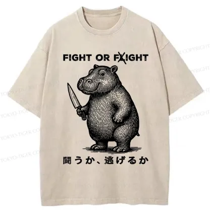 Tokyo-Tiger Fight Or Flight Moo Deng Washed T-Shirt