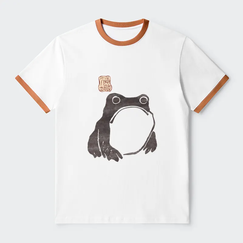 Tokyo-Tiger Matsumoto Hoji Woodblock Print Frog Contrast Trim T-Shirt