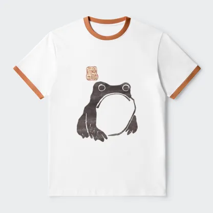 Tokyo-Tiger Matsumoto Hoji Woodblock Print Frog Contrast Trim T-Shirt
