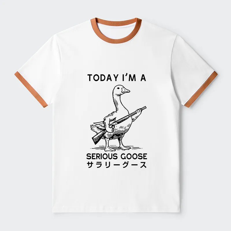 Tokyo-Tiger Serious Stupid Goose Contrast Trim T-Shirt