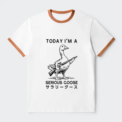 Tokyo-Tiger Serious Stupid Goose Contrast Trim T-Shirt