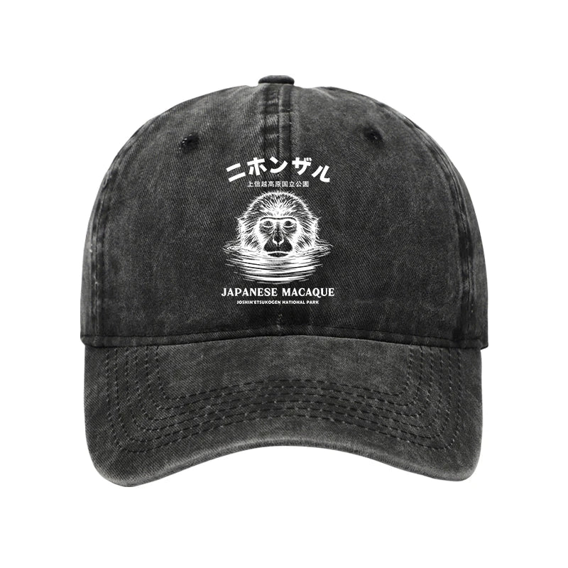 Tokyo-Tiger The Macaque Monkey In The Bath Japanese Washed Cap