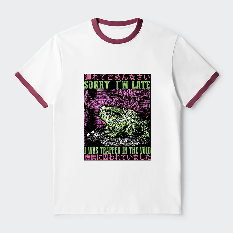 Tokyo-Tiger Frogs Trapped In The Void Contrast Trim T-Shirt