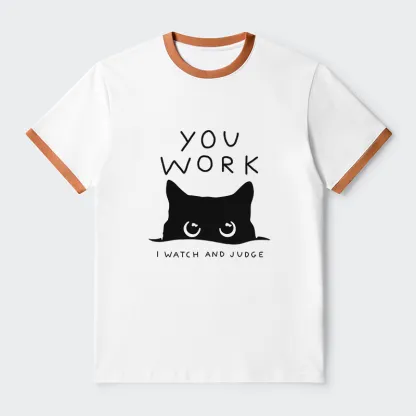 Tokyo-Tiger A Cat That Spies Contrast Trim T-Shirt