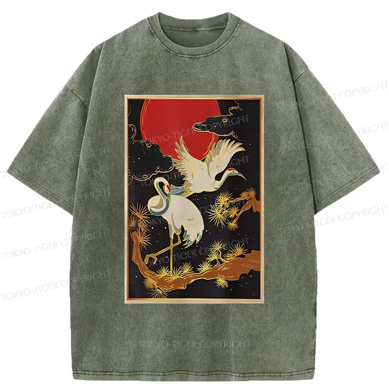 Tokyo-Tiger Vintage Japanese Crane Washed T-Shirt