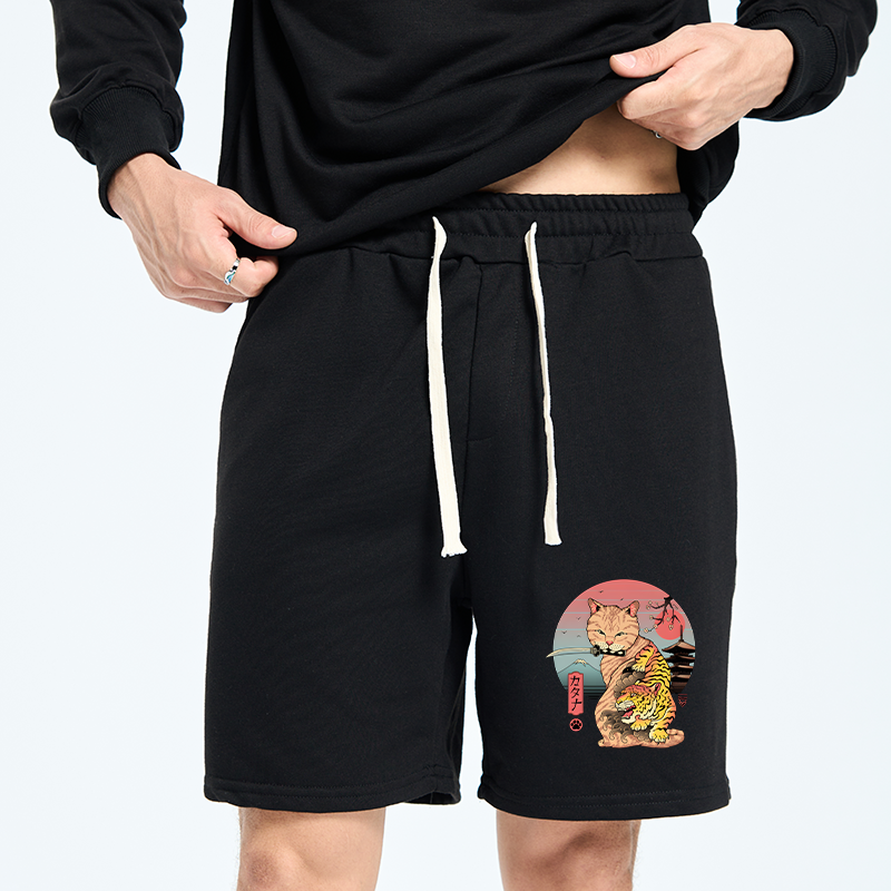 Tokyo-Tiger Katana Cat Tattoo Unisex Shorts