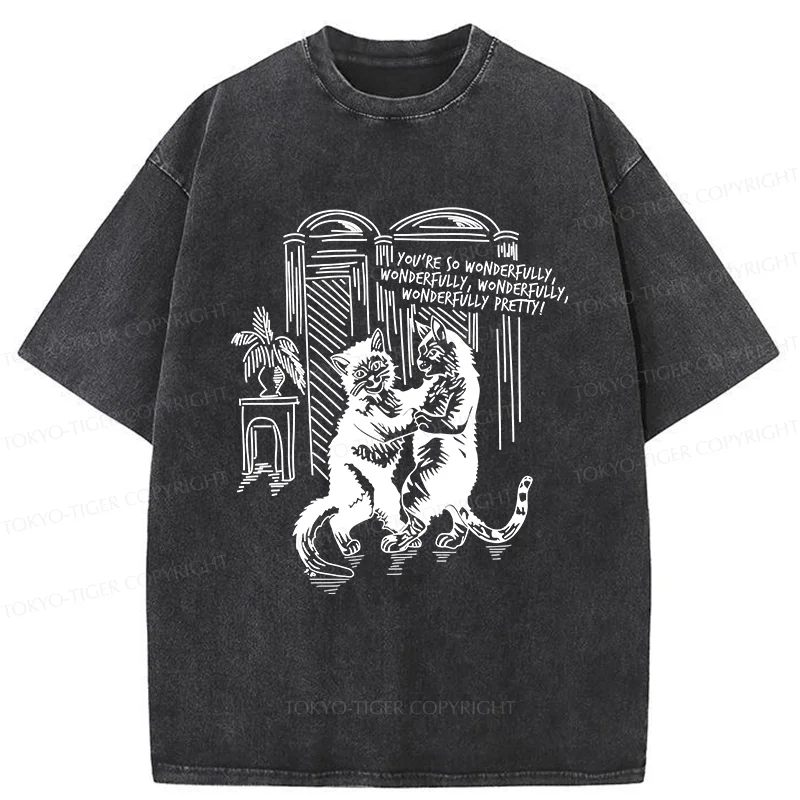 Tokyo-Tiger Dancing Cats Washed T-Shirt