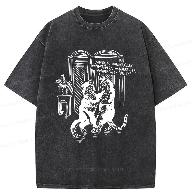 Tokyo-Tiger Dancing Cats Washed T-Shirt