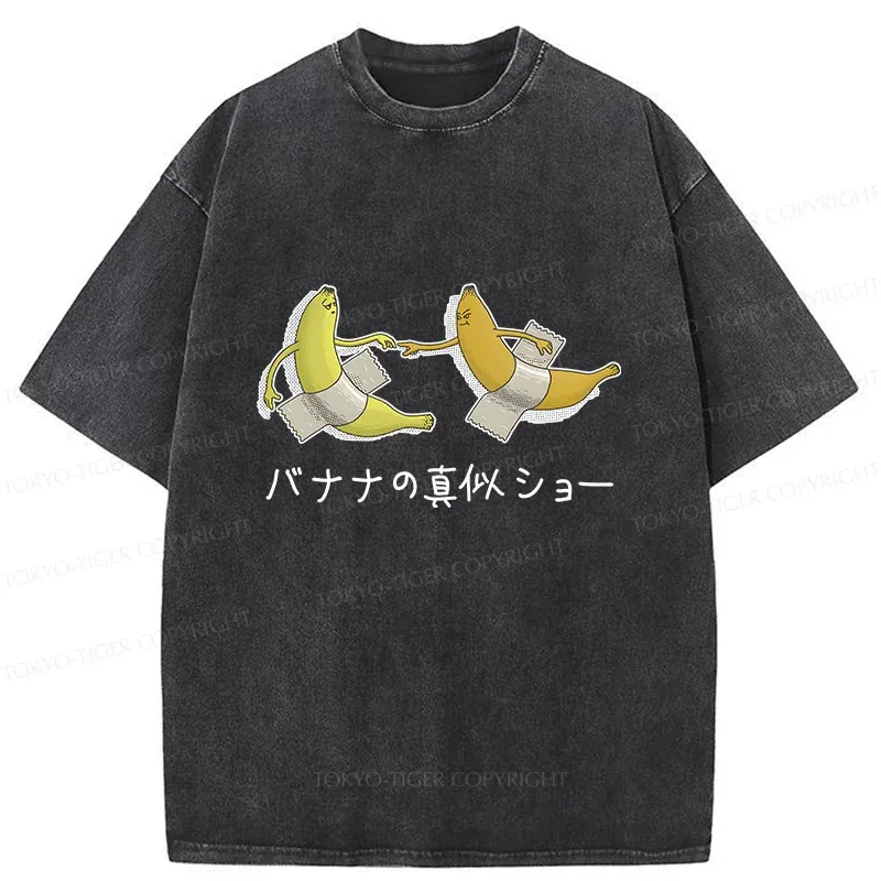 Tokyo-Tiger Banana Imitation Show Washed T-Shirt