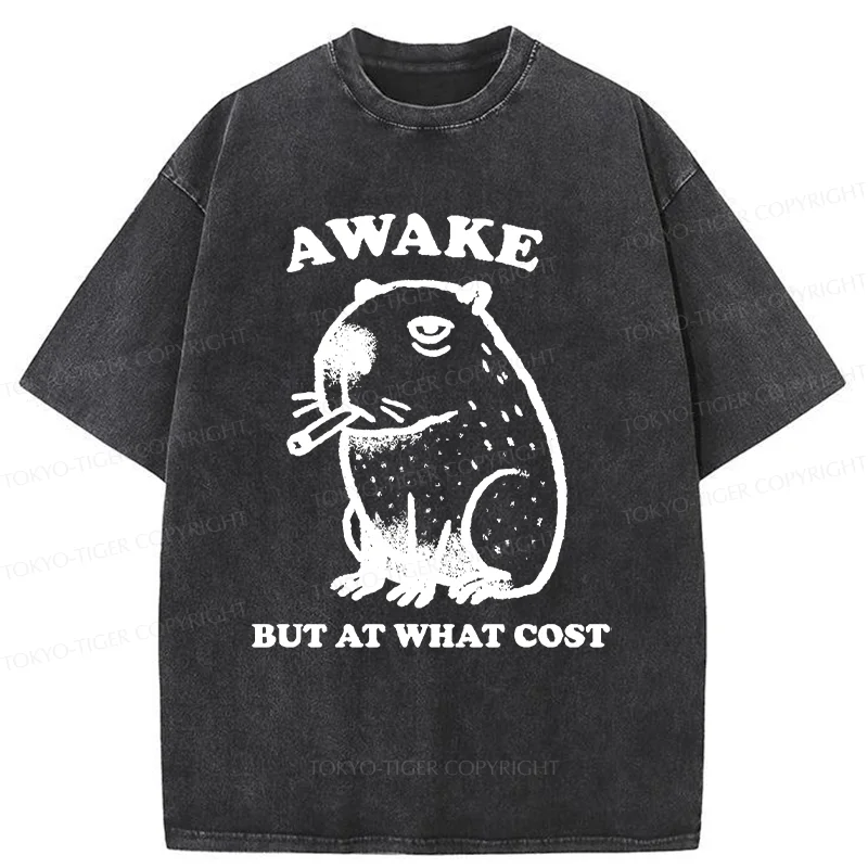 Tokyo-Tiger Smoking Capybara Washed T-Shirt