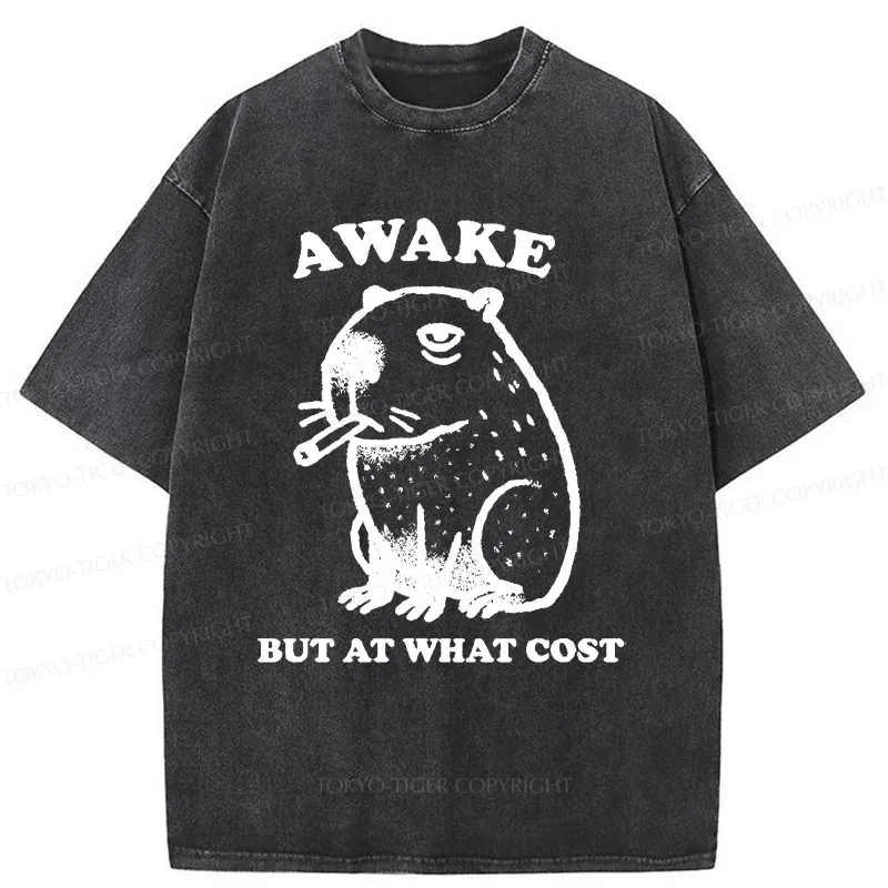 Tokyo-Tiger Smoking Capybara Washed T-Shirt