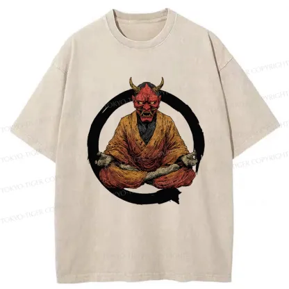 Tokyo-Tiger Zen Japanese Yokai Washed T-Shirt