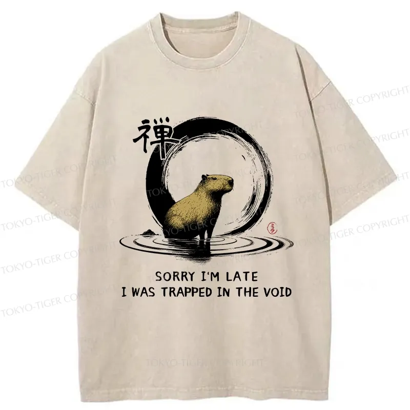 Tokyo-Tiger Zen Capybara Was Trapped In The Void Washed T-Shirt