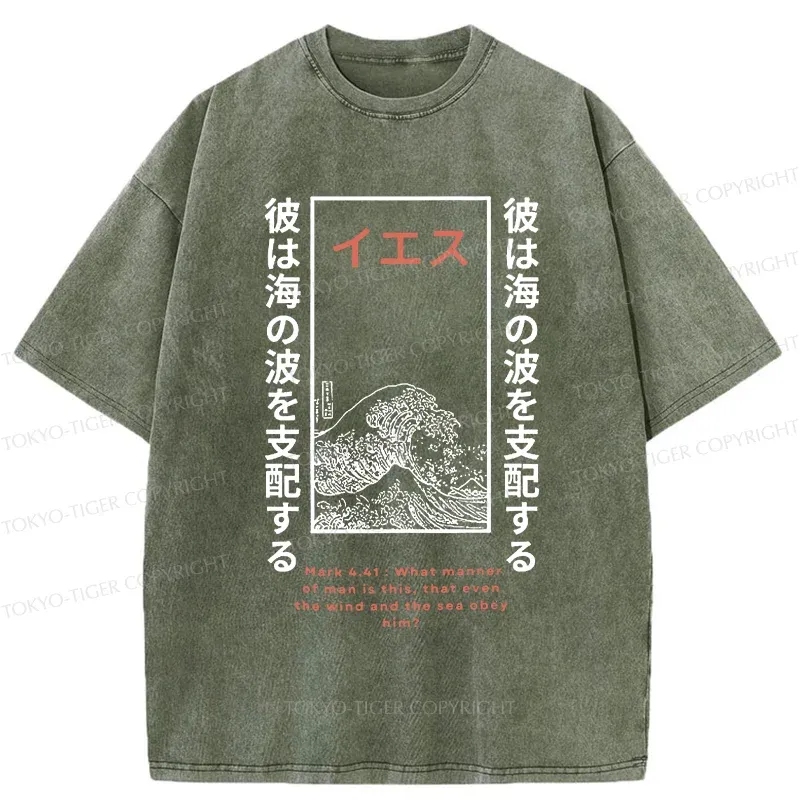 Tokyo-Tiger Stormy Waves Washed T-Shirt