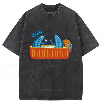 Tokyo-Tiger Canned Fish Bar Washed T-Shirt