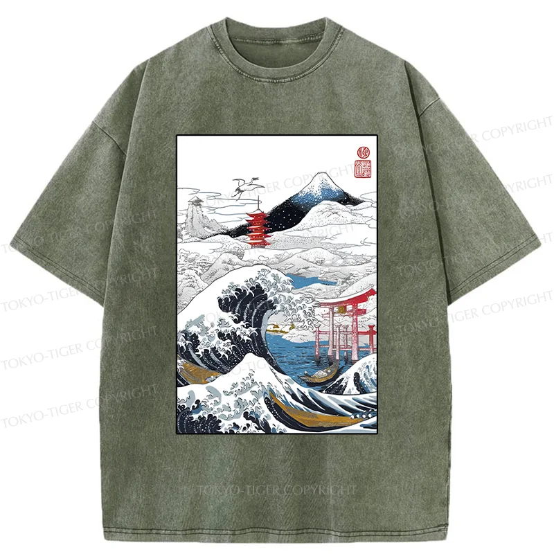 Tokyo-Tiger Snowy Japan Washed T-Shirt