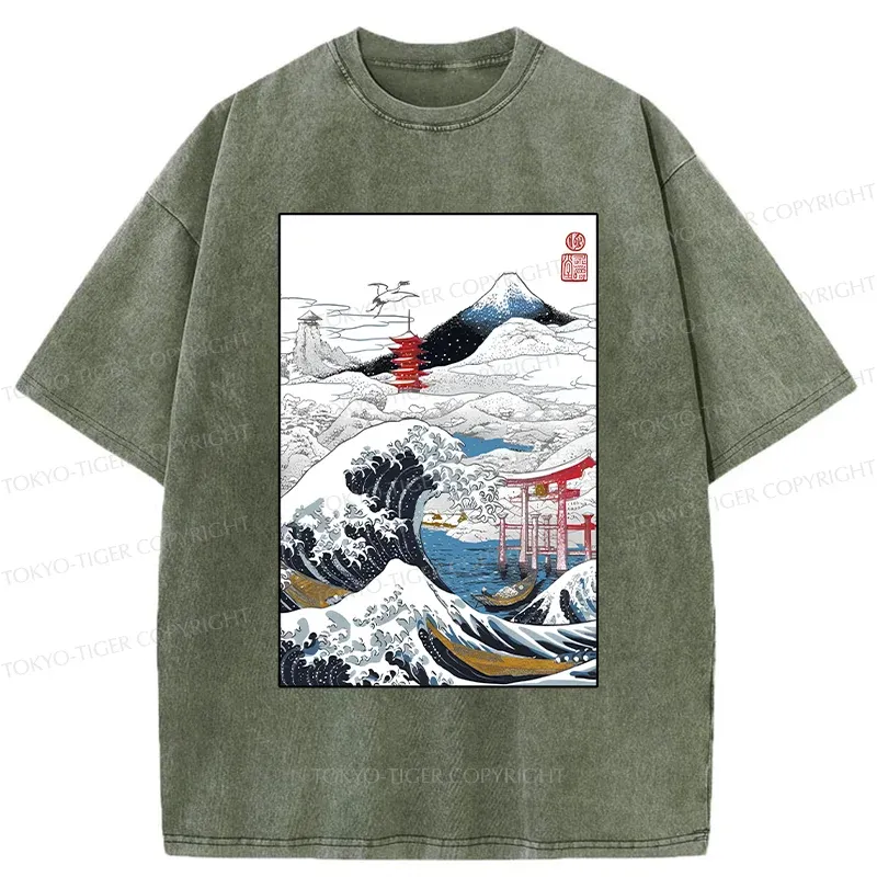 Tokyo-Tiger Snowy Japan Washed T-Shirt