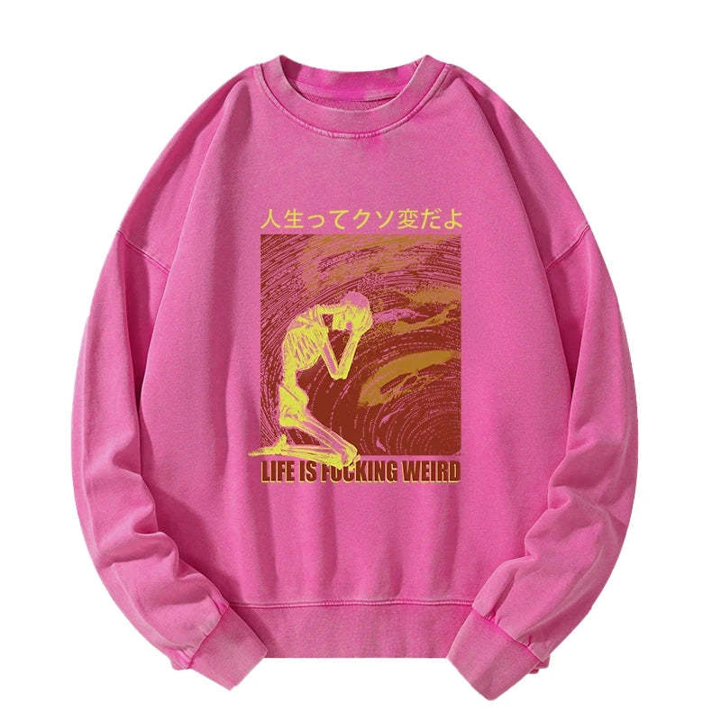 Tokyo-Tiger Skeleton Life is Fu Washed Sweatshirt