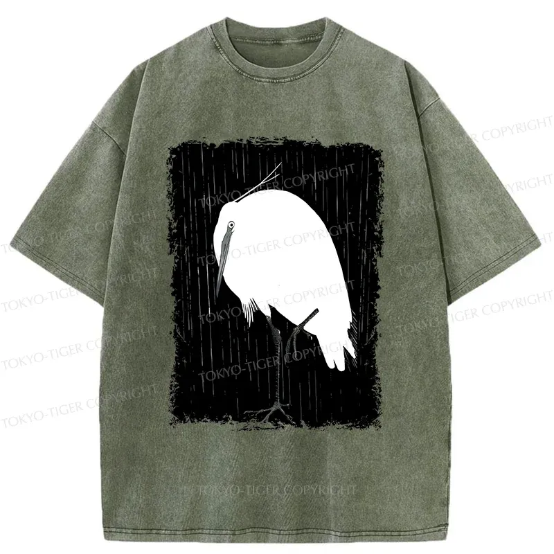 Tokyo-Tiger White Crane Washed T-Shirt