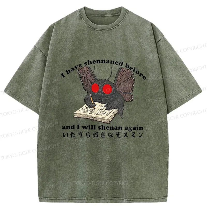 Tokyo-Tiger Mothman Writing Notes Washed T-Shirt