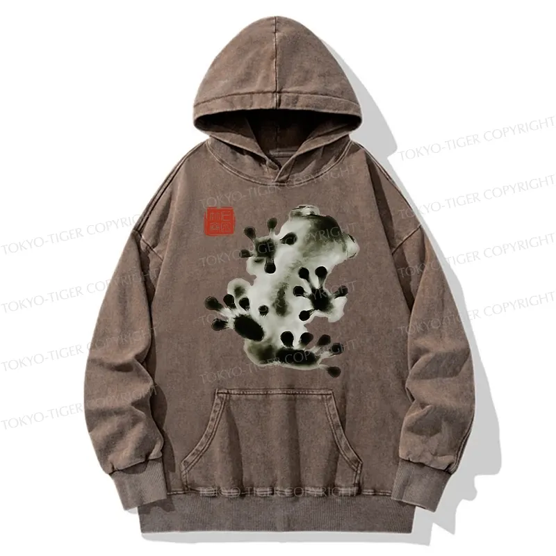 Tokyo-Tiger Ink Painting Frog Washed Hoodie