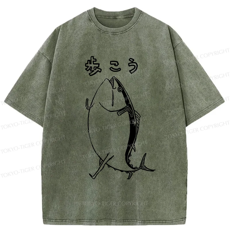 Tokyo-Tiger Walking Tuna Washed T-Shirt