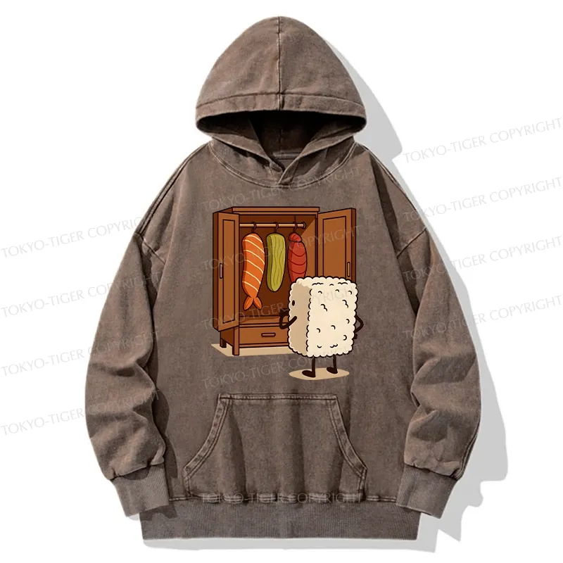 Tokyo-Tiger Sushi Pick Out Clothes Washed Hoodie