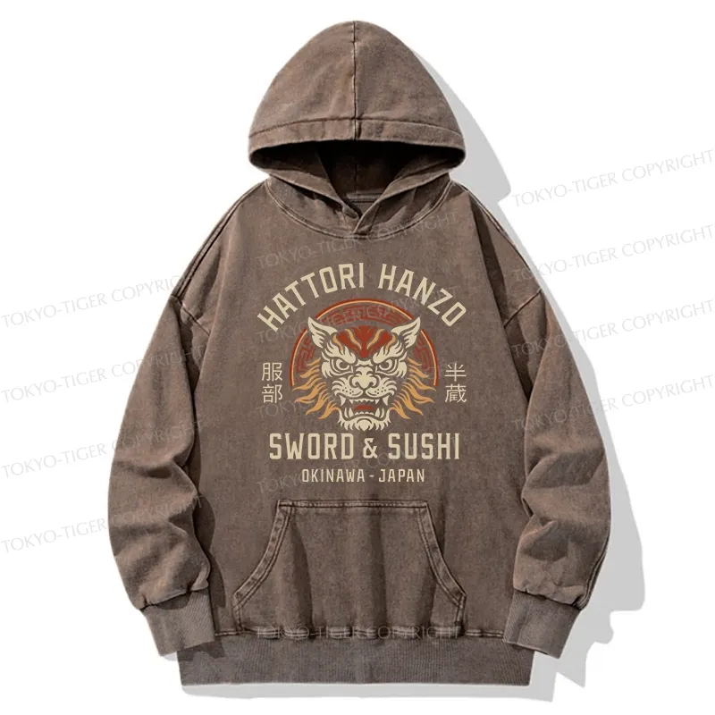 Tokyo-Tiger Hattori Lion Japanese Samurai Washed Hoodie